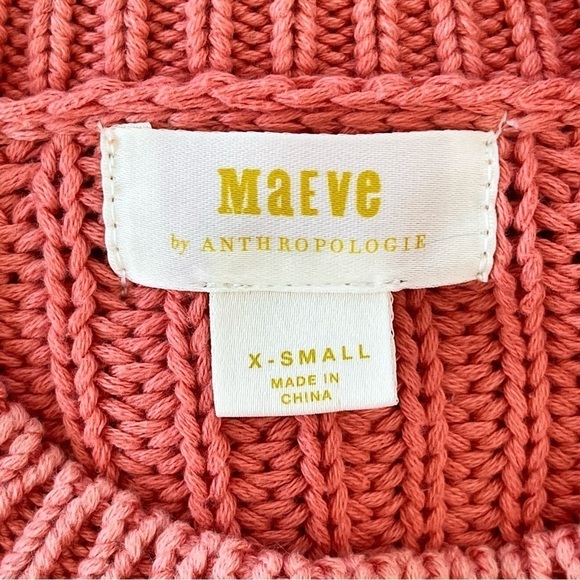 Anthropologie Maeve Mackenzie Coral Orange Ribbed Chunky Oversized Sweater XS - Picture 9 of 9
